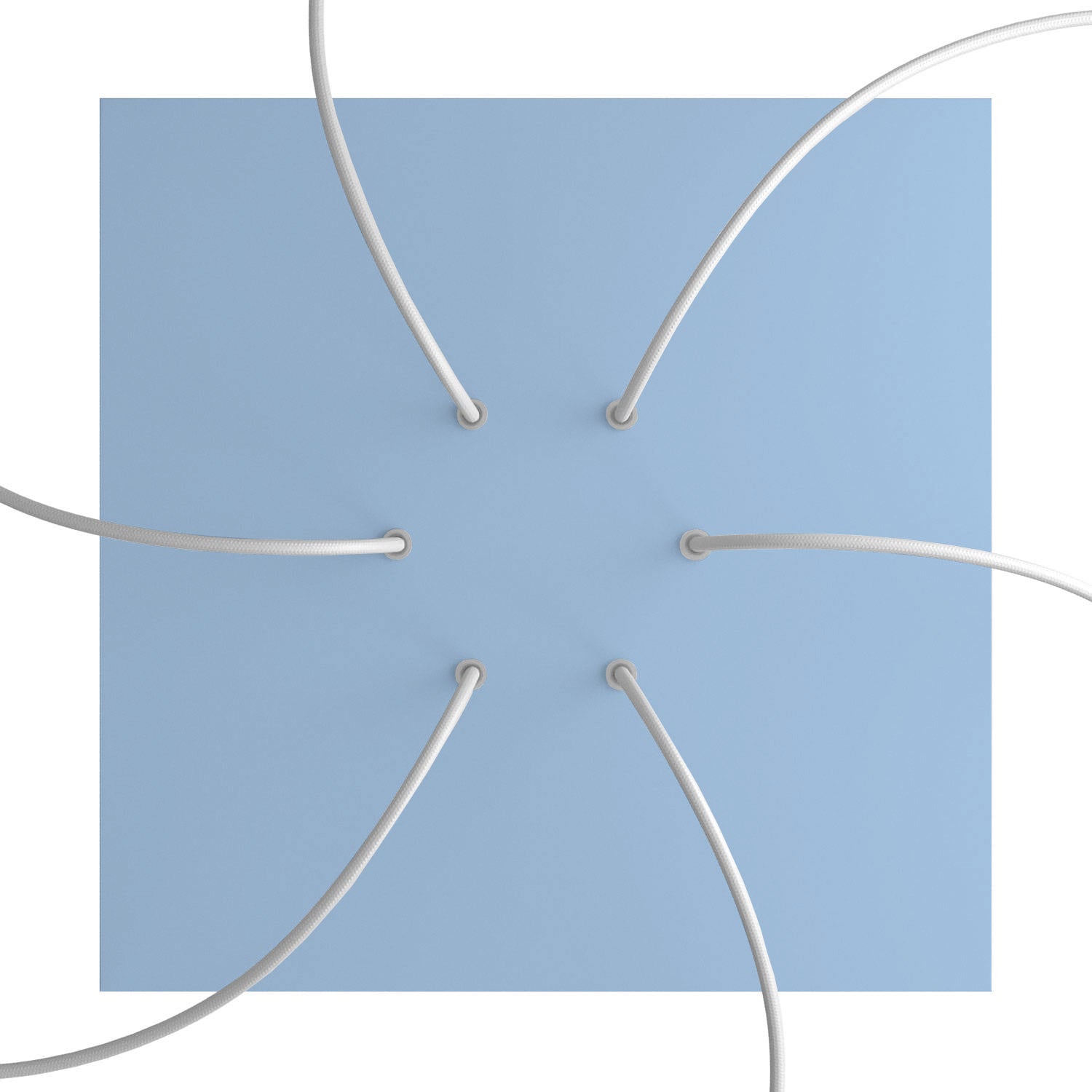 Rosone XXL Rose - One quadrato, 400 mm con 6 fori e 4 fori laterali - Blu carta da zucchero - Creative Cables