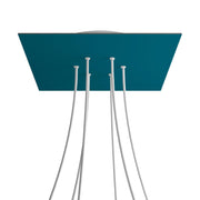 Rosone XXL Rose-One quadrato, 400 mm con 6 fori e 4 fori laterali - Petrolio Bianco