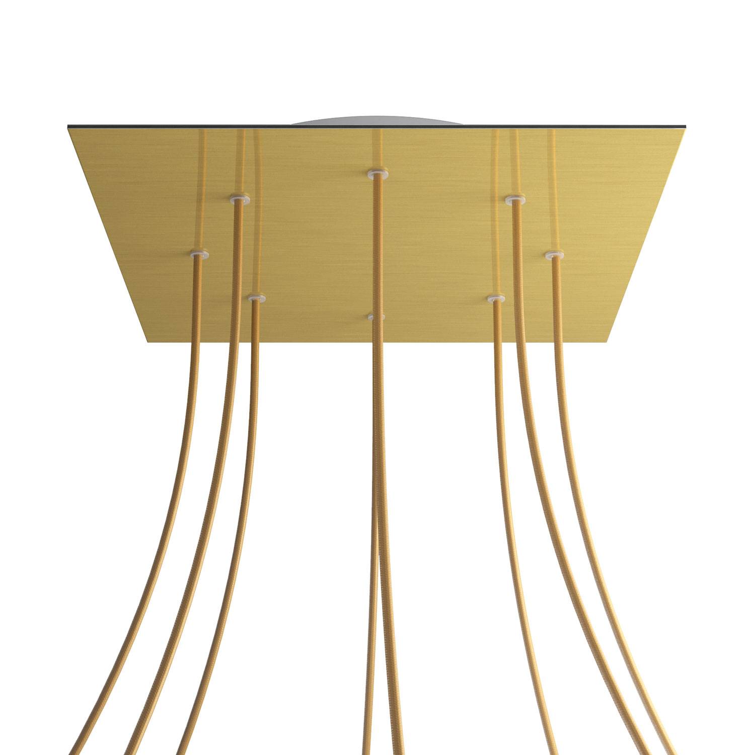 Rosone XXL Rose-One quadrato, 400 mm con 8 fori e 4 fori laterali - Dibond Ottone satinato Bianco