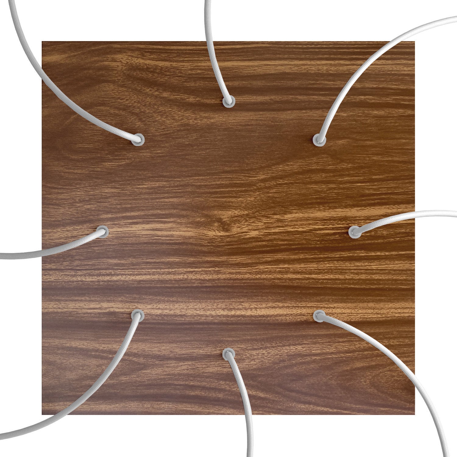 Rosone XXL Rose-One quadrato, 400 mm con 8 fori e 4 fori laterali - Legno Bianco