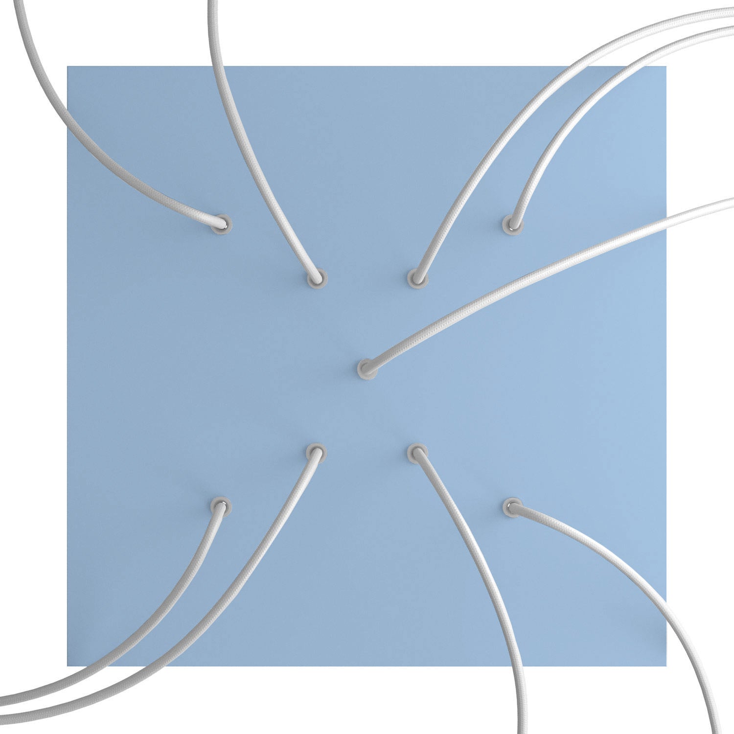 Rosone XXL Rose-One quadrato, 400 mm con 9 fori a X e 4 fori laterali - Blu carta da zucchero Bianco