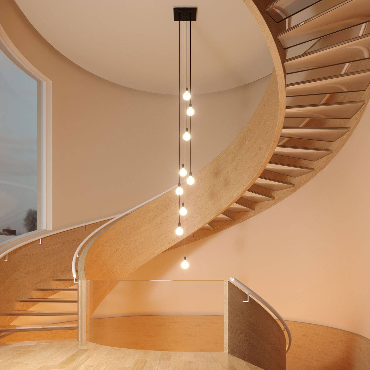 Rosone XXL Rose-One quadrato, 400 mm con 9 fori a X e 4 fori laterali - Dibond Acciaio satinato Bianco