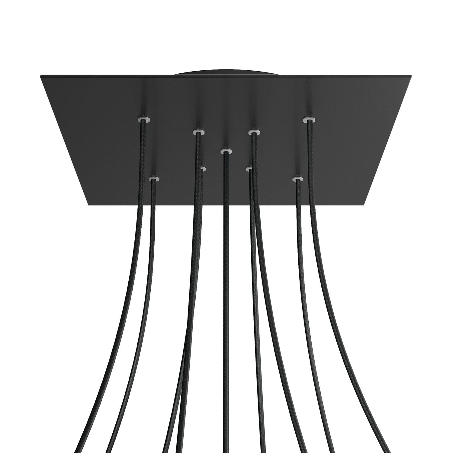 Rosone XXL Rose-One quadrato, 400 mm con 9 fori a X e 4 fori laterali - Nero opaco Nero