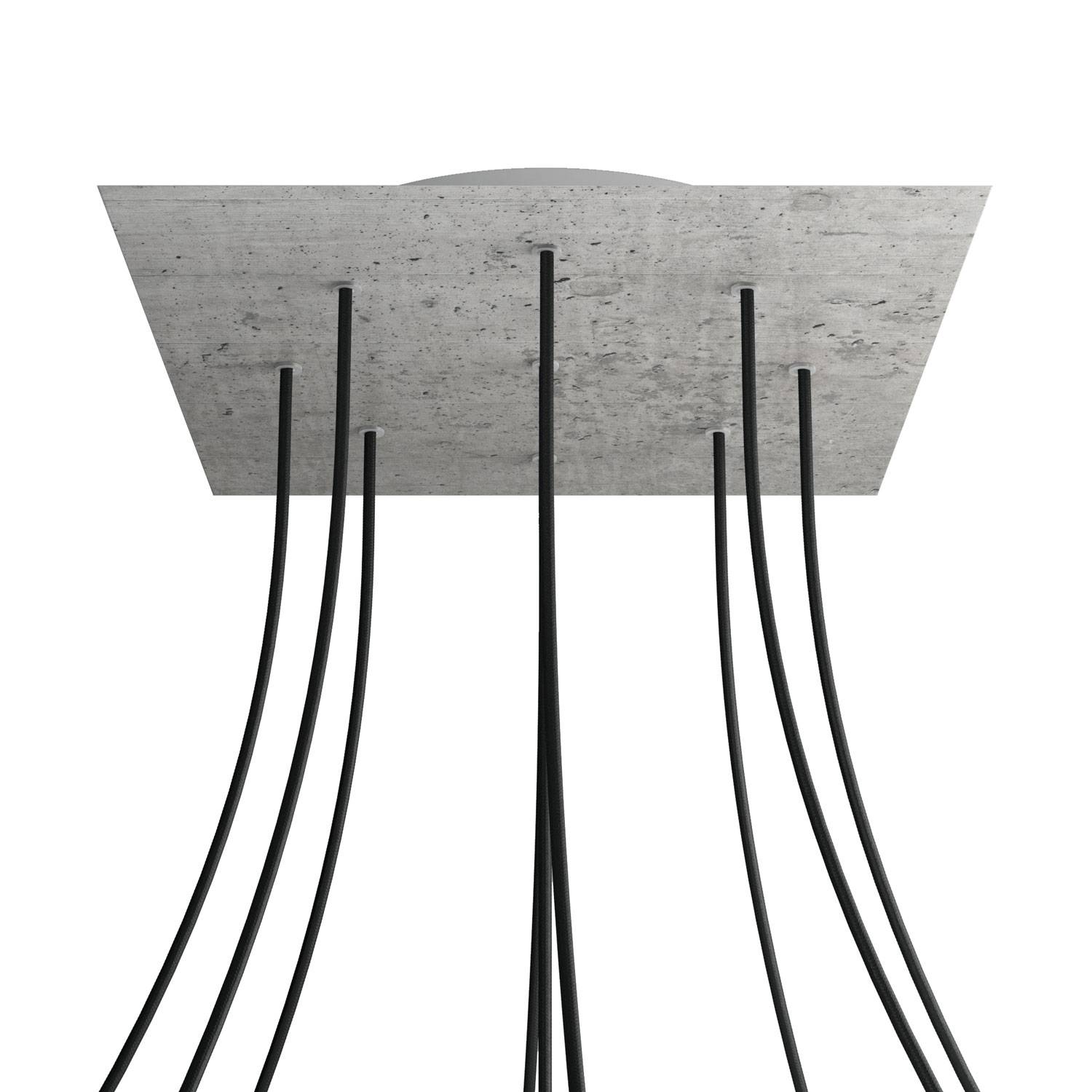 Rosone XXL Rose-One quadrato, 400 mm con 9 fori e 4 fori laterali - Cemento Bianco