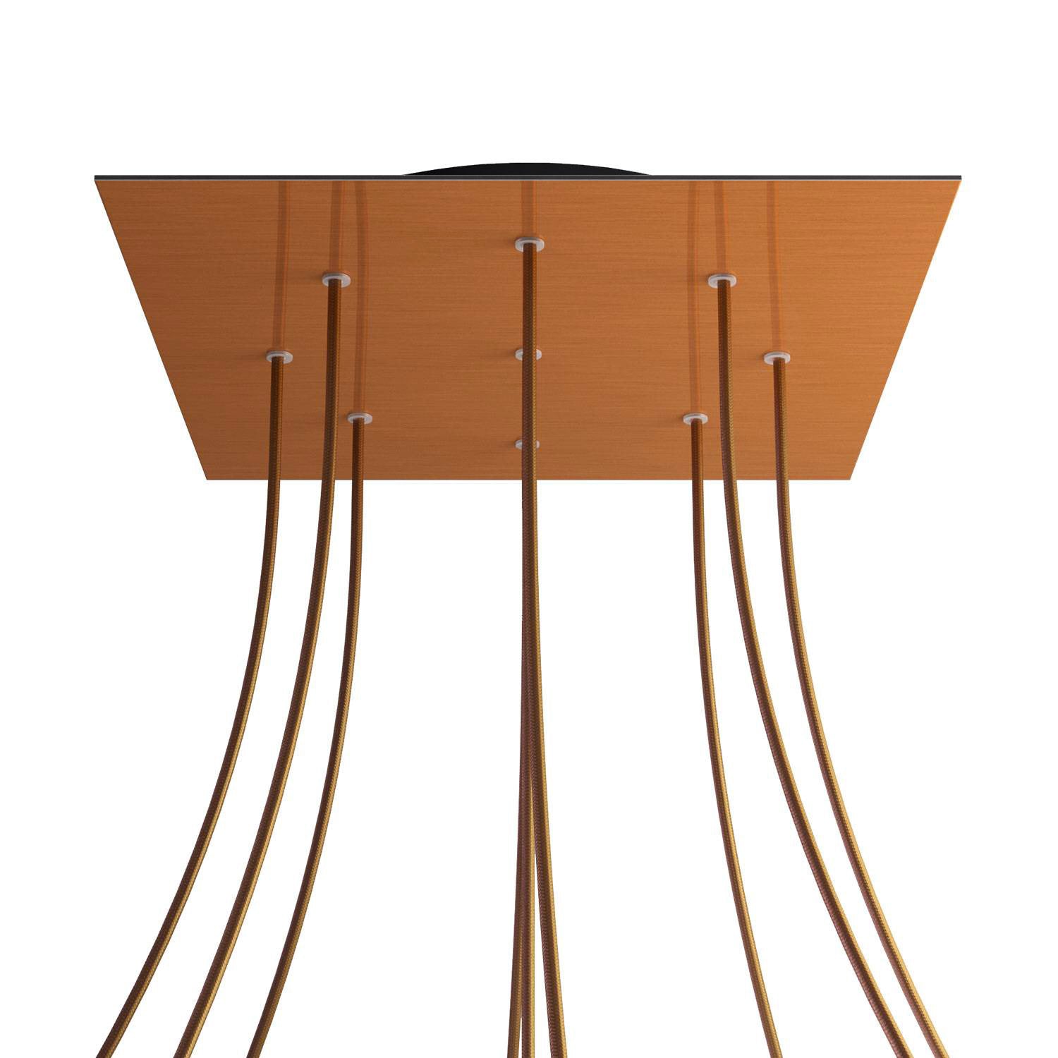 Rosone XXL Rose-One quadrato, 400 mm con 9 fori e 4 fori laterali - Dibond Rame satinato Nero