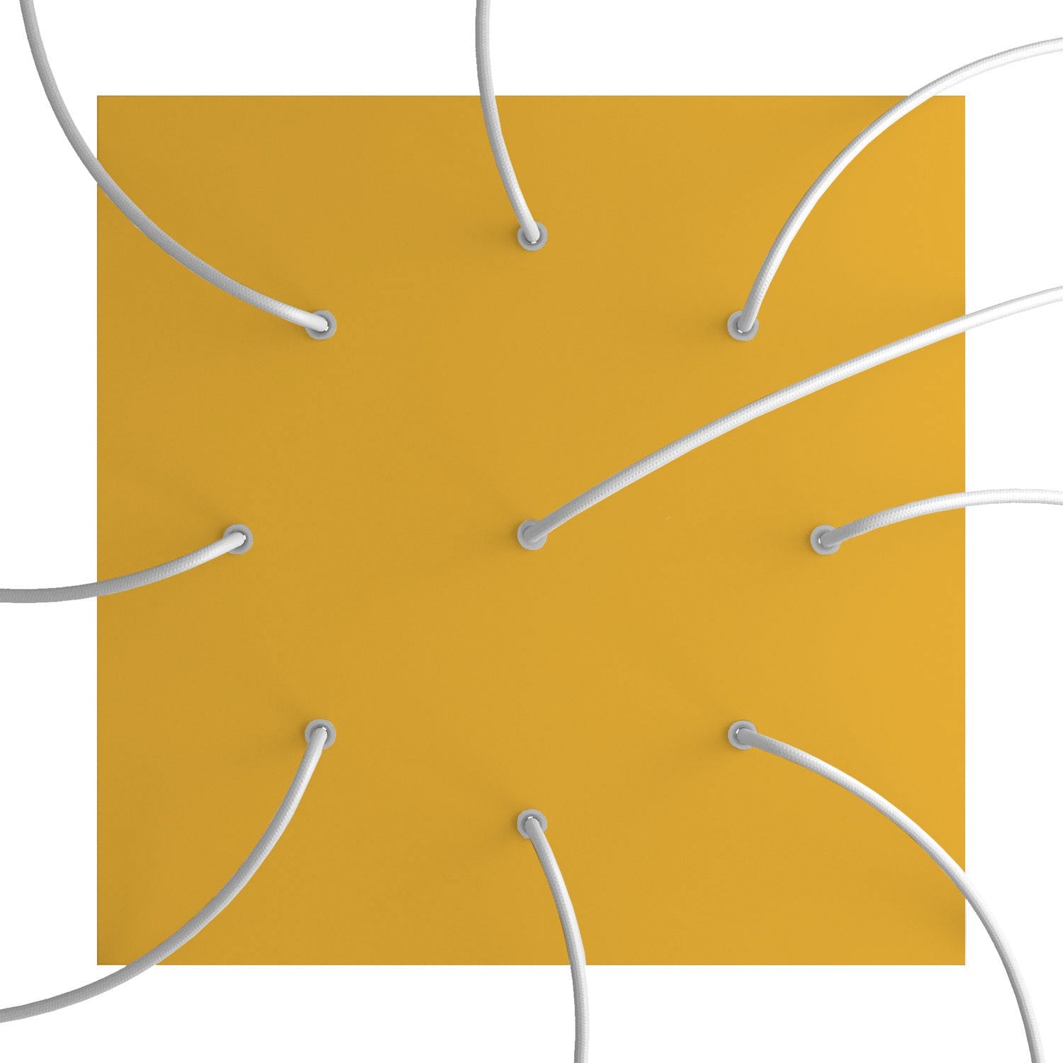 Rosone XXL Rose-One quadrato, 400 mm con 9 fori e 4 fori laterali - Mostarda Bianco