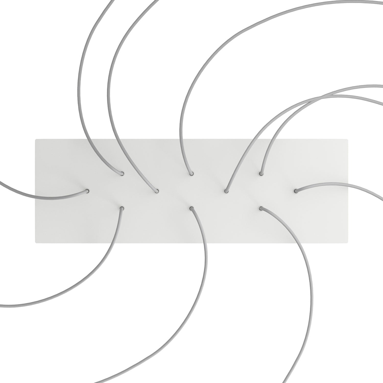 Rosone XXL Rose-One rettangolare a 10 fori e 6 fori laterali, dimensioni 675 x 225 mm - Dibond Bianco opaco Bianco