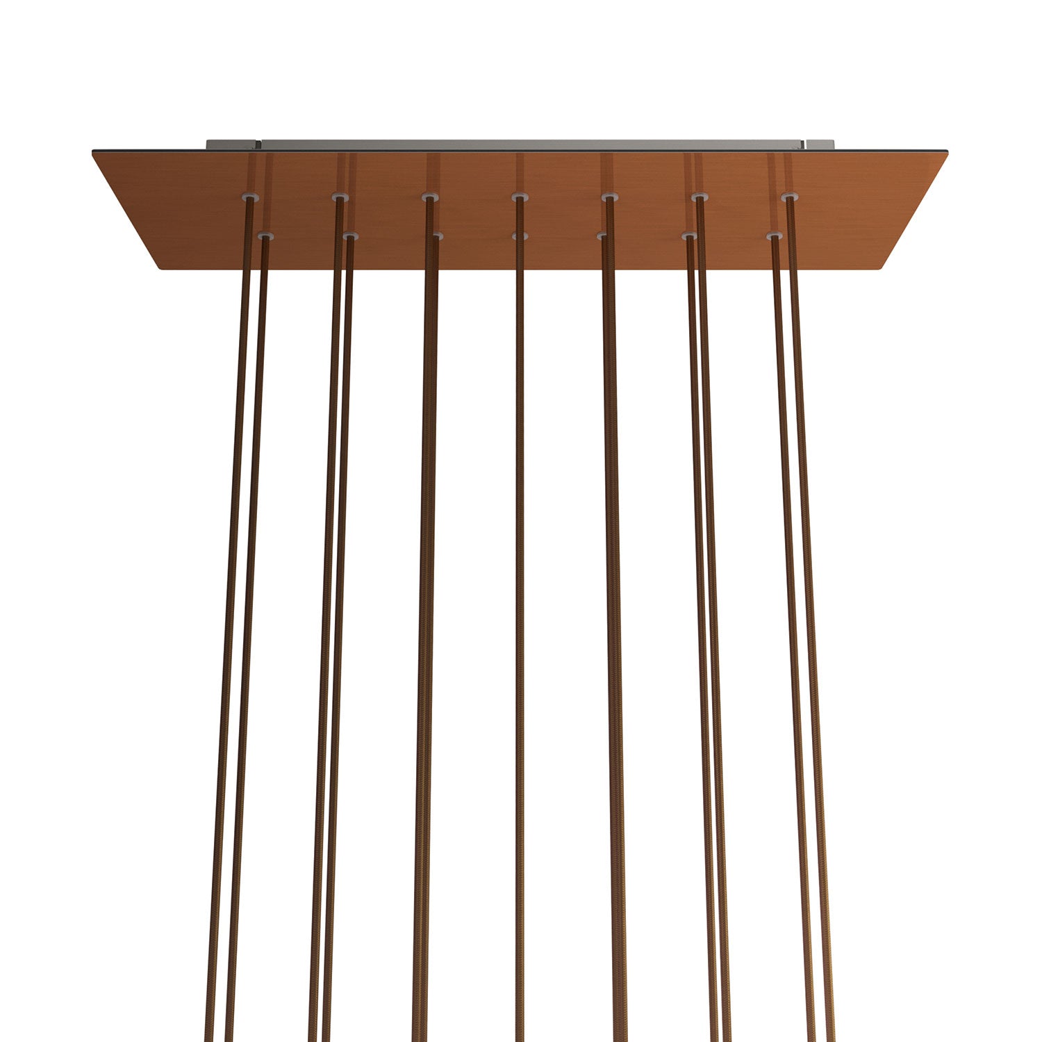 Rosone XXL Rose - One rettangolare a 14 fori e 6 fori laterali, dimensioni 675 x 225 mm - Dibond Rame satinato - Creative Cables