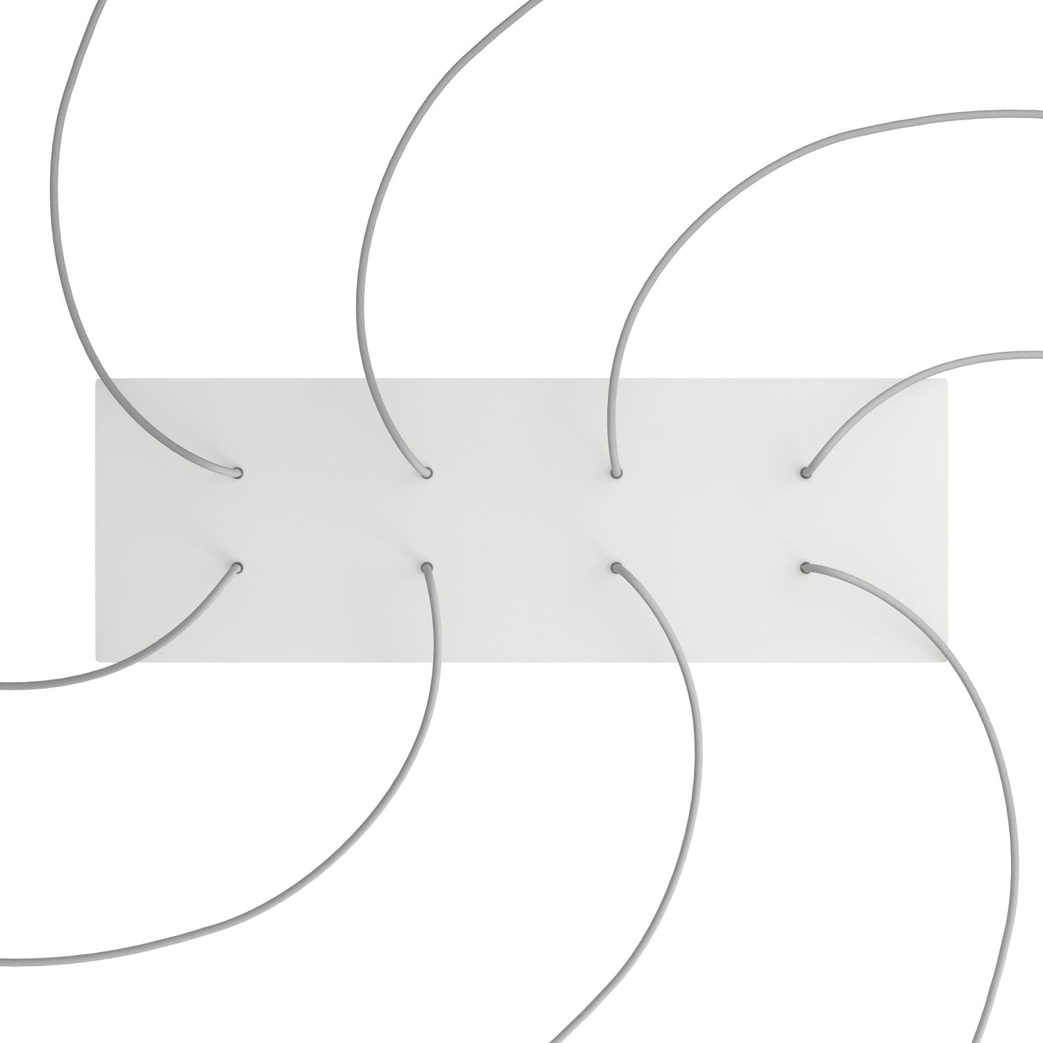 Rosone XXL Rose-One rettangolare a 8 fori e 6 fori laterali, dimensioni 675 x 225 mm - Dibond Bianco opaco Bianco