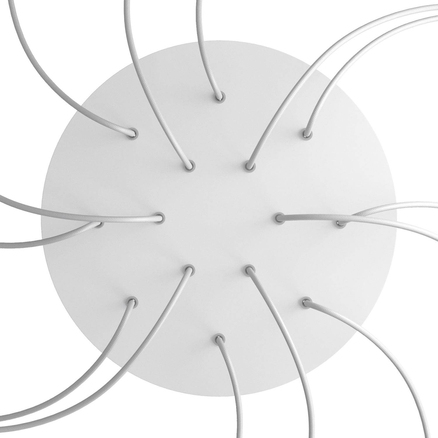 Rosone XXL Rose - One rotondo, diametro 400 mm con 14 fori e 4 fori laterali - Bianco opaco - Creative Cables