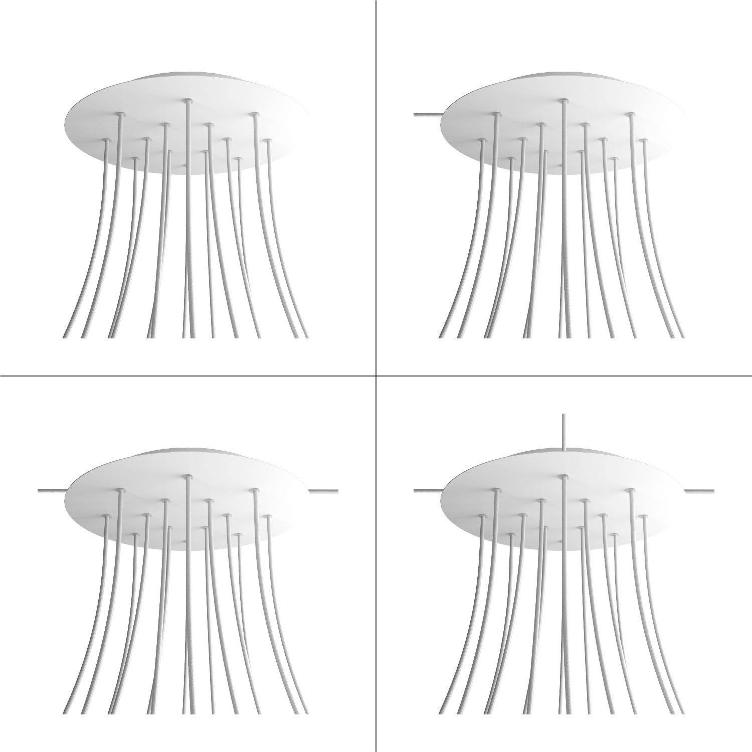 Rosone XXL Rose-One rotondo, diametro 400 mm con 14 fori e 4 fori laterali - Mostarda Bianco