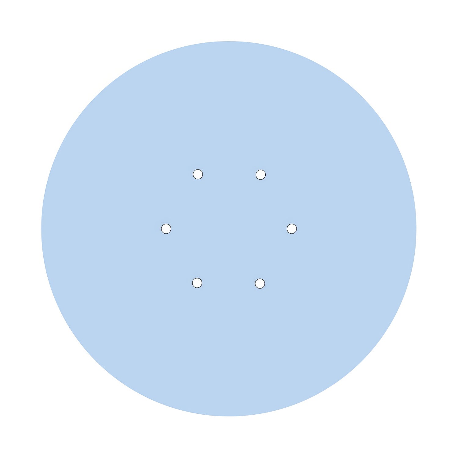 Rosone XXL Rose-One rotondo, diametro 400 mm con 6 fori e 4 fori laterali - Blu carta da zucchero Bianco