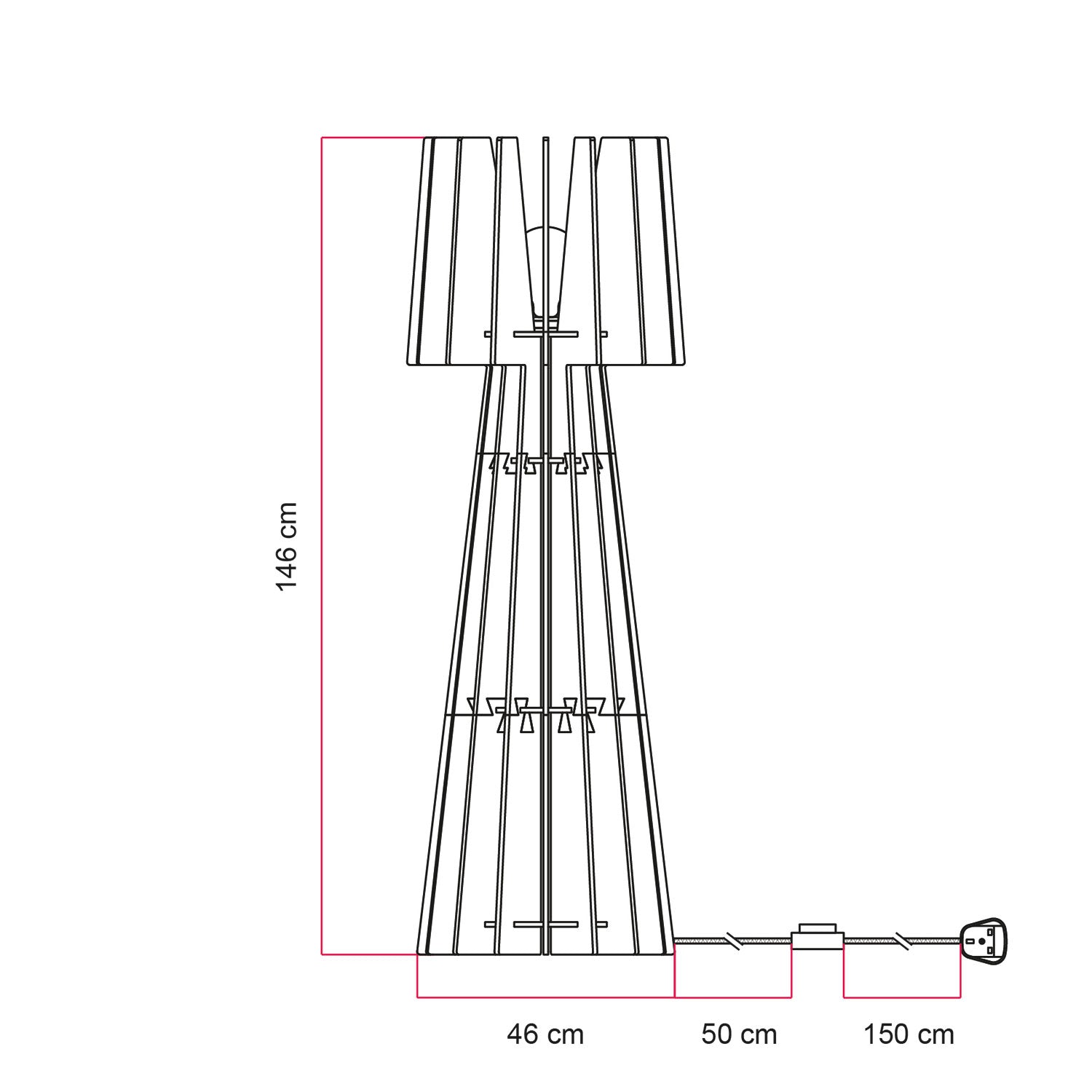 SHHINE lampada da terra in materiale fonoassorbente e spina UK - Tortora melange