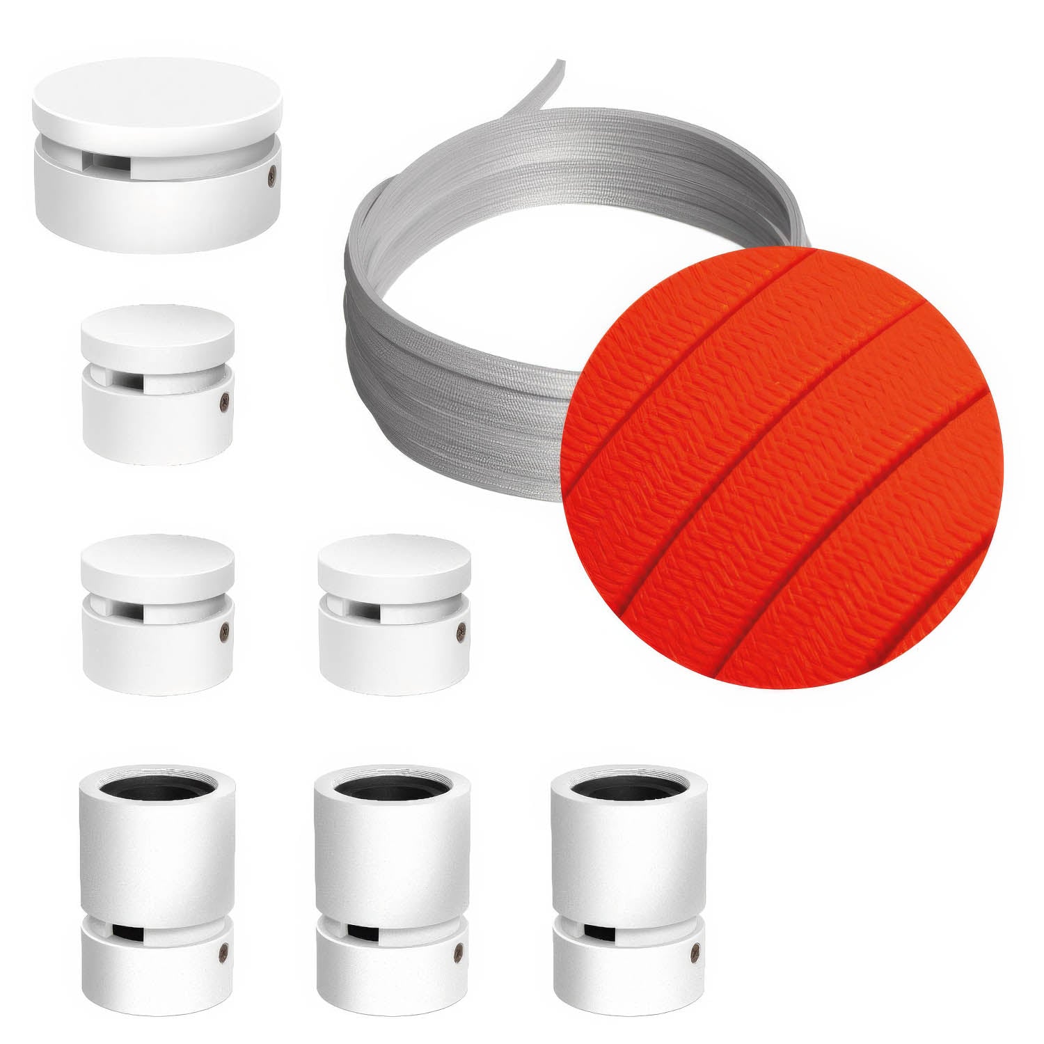 Sistema Filé Linear Kit - con cavo CF15 di 5 m per catenaria e 7 componenti in legno verniciato bianco per interni