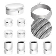 Sistema Filé Symmetric Kit - con cavo CM02 di 5 m per catenaria e 9 componenti in legno verniciato bianco per interni