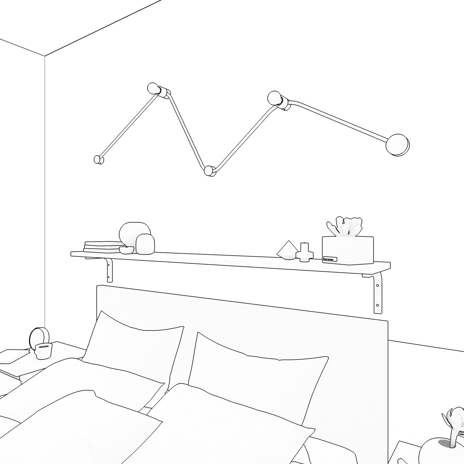 Sistema Filé Wiggle Kit - con cavo CZ22 di 3 m per catenaria e 5 componenti in legno verniciato bianco per interni