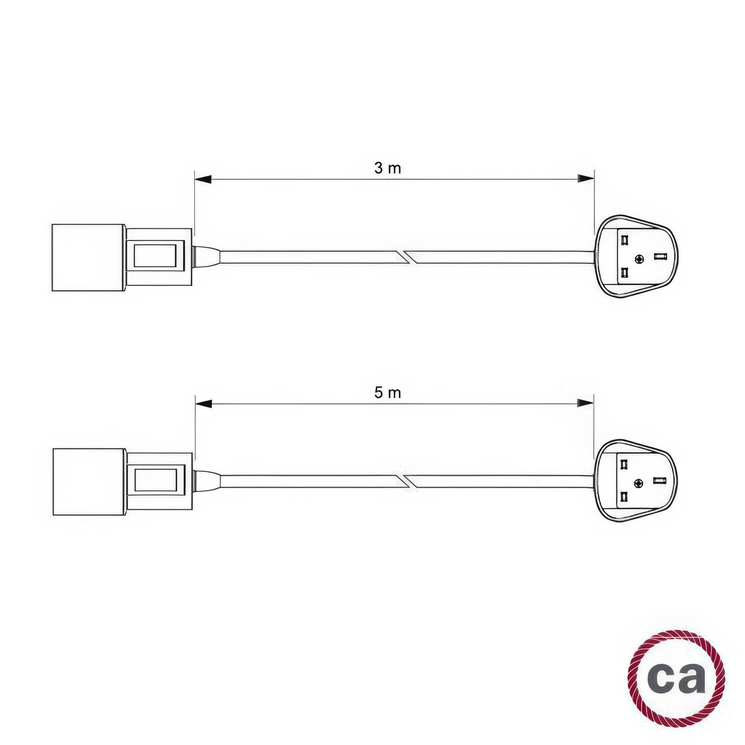 Snake - Lampada plug-in con cavo in tessuto colorato RC53 e spina UK