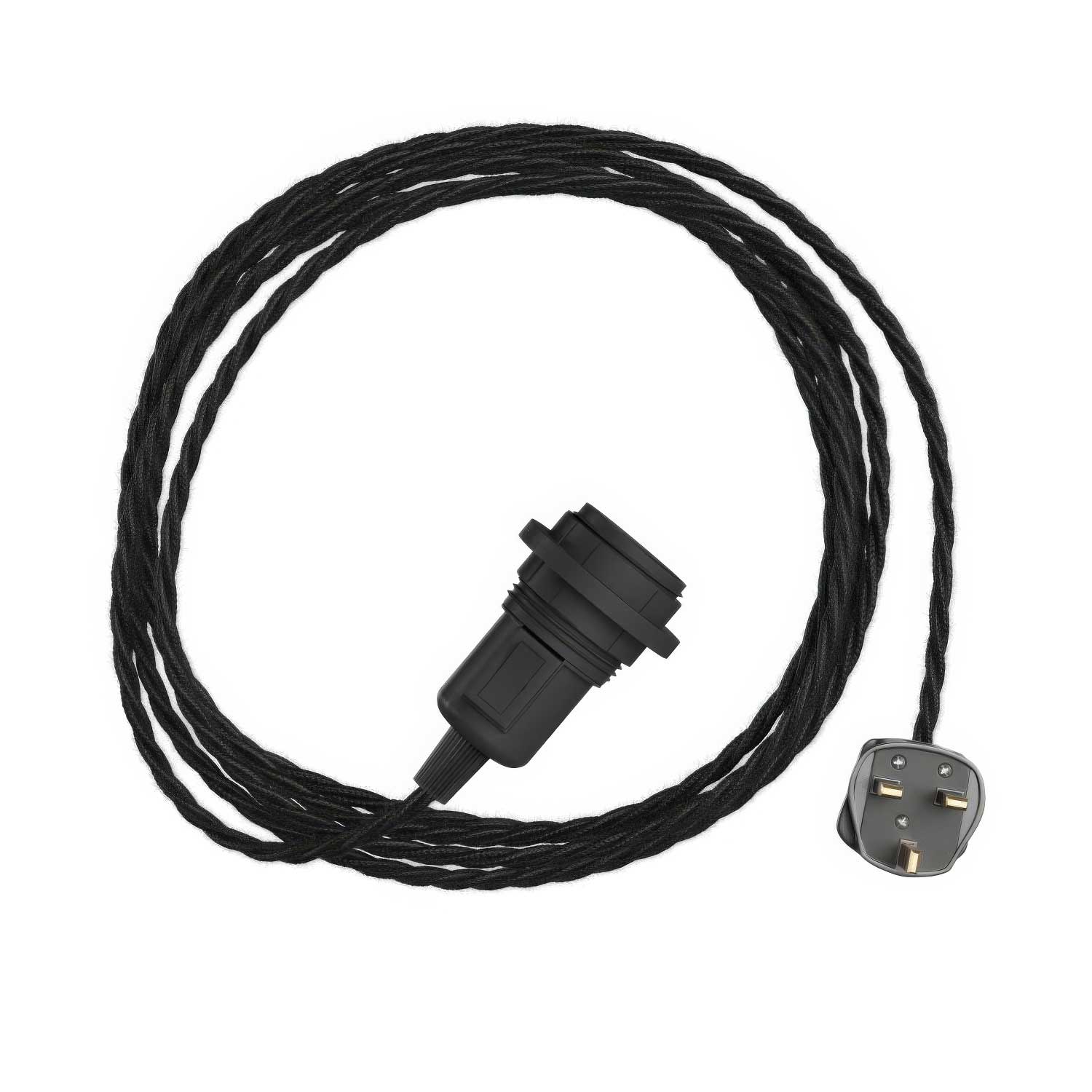 Snake Twisted per paralume - Lampada plug-in con cavo trecciato in tessuto TC04 e spina UK