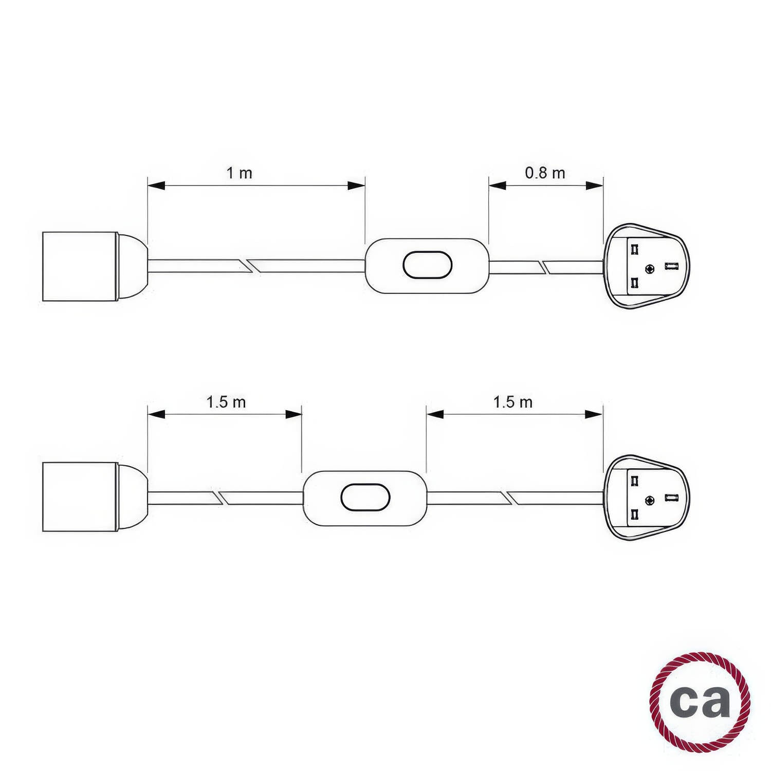 SnakeBis Zig-Zag per paralume - Cablaggio con portalampada, cavo in tessuto effetto Zig-Zag RD71 e spina UK