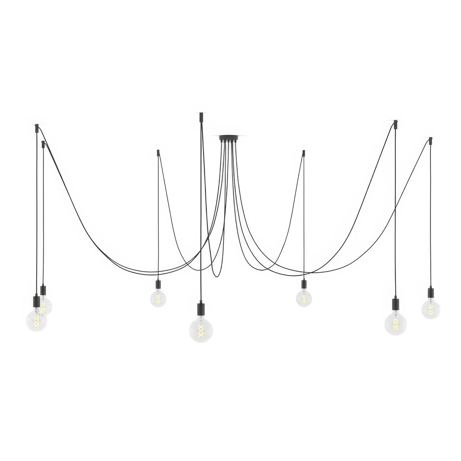 Spider - Multiple pendant lamp with 7 drops, metal finish - Black pearl